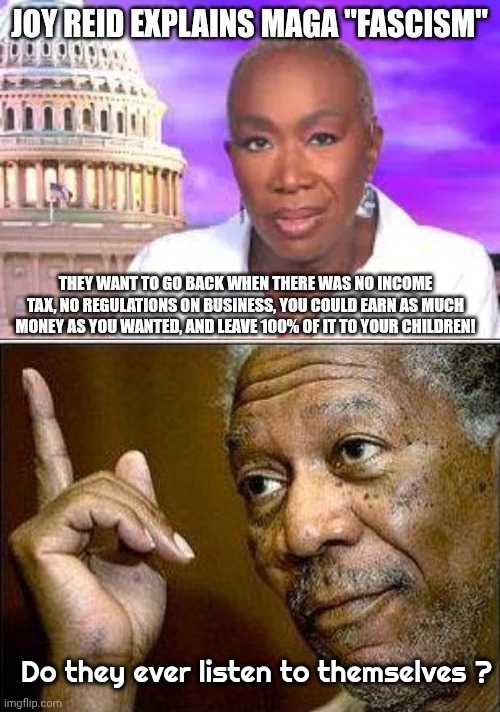Protecting the Politicians that own her | Do they ever listen to themselves ? | image tagged in morgan freeman,joy reid,show me the money,like it's a bad thing,politicians suck,biased media | made w/ Imgflip meme maker