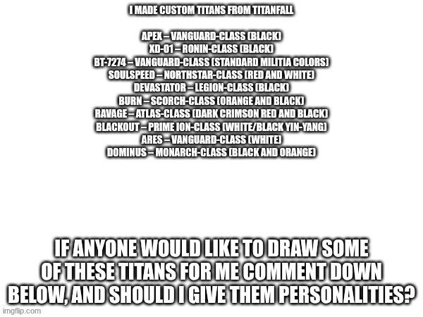 OC Titanfall characters | image tagged in titanfall 2,sketch | made w/ Imgflip meme maker