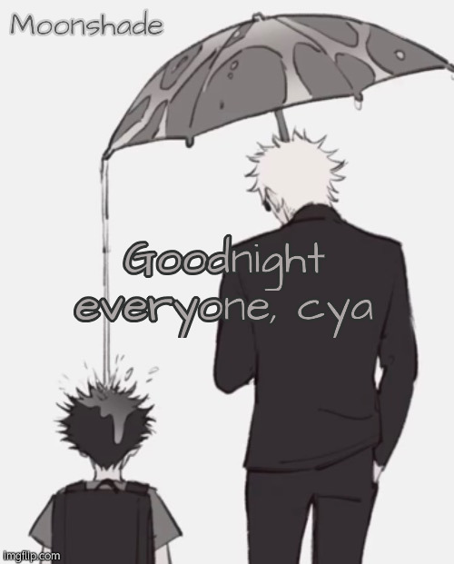 Moonshade Gojo and Megumi Template | Goodnight everyone, cya | image tagged in moonshade gojo and megumi template | made w/ Imgflip meme maker