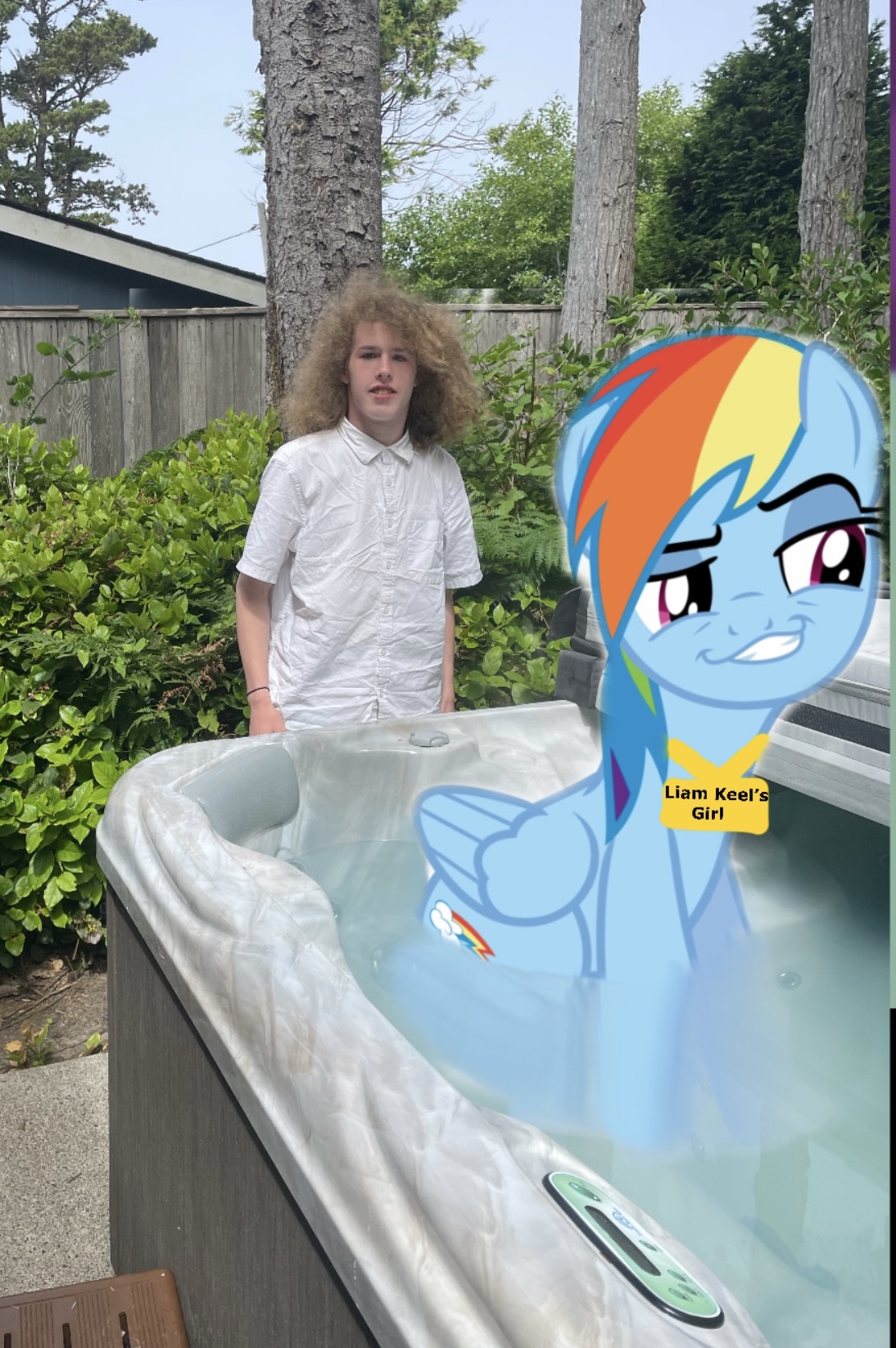 Liam Keel X Rainbow Dash Hot Tub Blank Meme Template