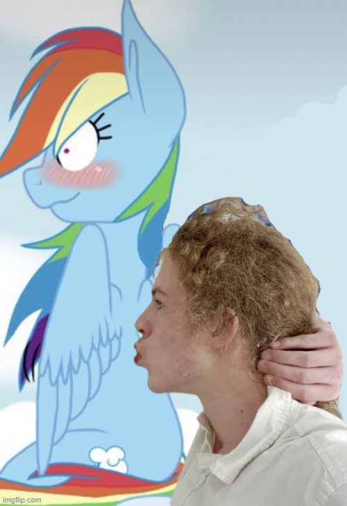 Liam Keel X Rainbow Dash Wing Kiss | image tagged in liam keel x rainbow dash wing kiss,rainbow dash,liam keel,king of my little pony,mlp fim,my little pony | made w/ Imgflip meme maker