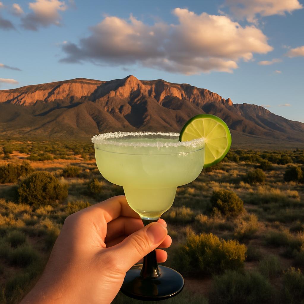 Sandia mountains with a margarita in hand Blank Meme Template