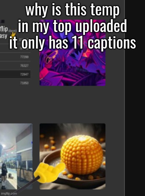 why is this temp in my top uploaded it only has 11 captions | made w/ Imgflip meme maker