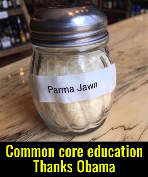 Parma Jawn | Common core education
Thanks Obama | image tagged in common core,common sense,brainwashed,indoctrination,communist socialist,thanks obama | made w/ Imgflip meme maker