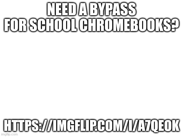 bottom text | NEED A BYPASS FOR SCHOOL CHROMEBOOKS? HTTPS://IMGFLIP.COM/I/A7QEOK | image tagged in school | made w/ Imgflip meme maker