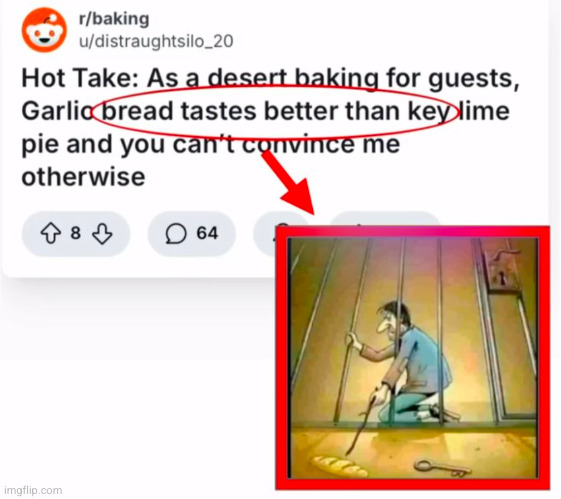 because bread taste better than key | image tagged in bread taste better than key,meme,funny,bread,key,prison | made w/ Imgflip meme maker