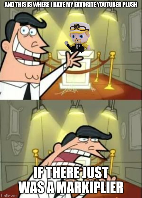 my favorite youtuber plush | AND THIS IS WHERE I HAVE MY FAVORITE YOUTUBER PLUSH; IF THERE JUST WAS A MARKIPLIER | image tagged in memes,this is where i'd put my trophy if i had one,failboat,markiplier | made w/ Imgflip meme maker