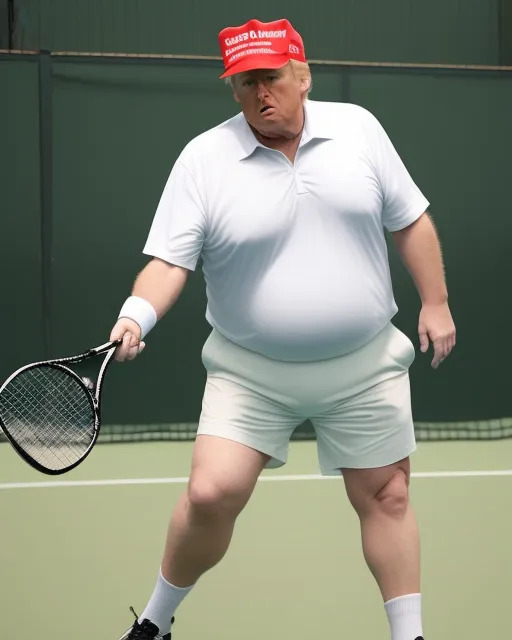 Trump's last attempt at tennis - AI fat Blank Meme Template