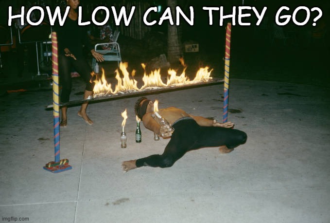 HOW LOW CAN THEY GO? | image tagged in limbo dance | made w/ Imgflip meme maker