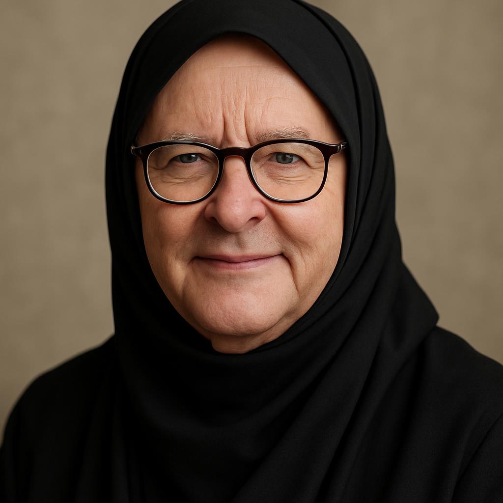 Albanese wearing a hijab Blank Meme Template
