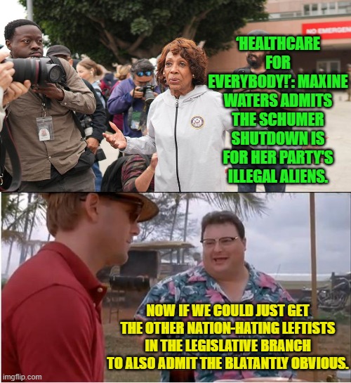 Just when you leftists thought that it was safe to lie to the nation again regarding your motives. | ‘HEALTHCARE FOR EVERYBODY!’: MAXINE WATERS ADMITS THE SCHUMER SHUTDOWN IS FOR HER PARTY'S ILLEGAL ALIENS. NOW IF WE COULD JUST GET THE OTHER NATION-HATING LEFTISTS IN THE LEGISLATIVE BRANCH TO ALSO ADMIT THE BLATANTLY OBVIOUS. | image tagged in see nobody cares | made w/ Imgflip meme maker