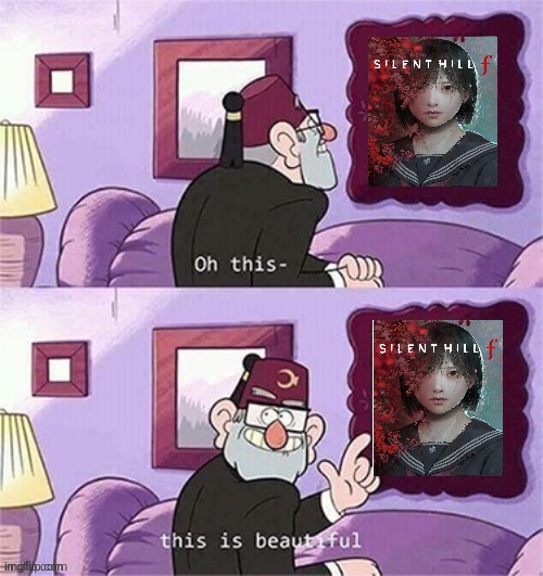 Stan loves Silent Hill f | image tagged in oh this this beautiful blank template,silent hill,silent hill f,hinako,video games,konami | made w/ Imgflip meme maker