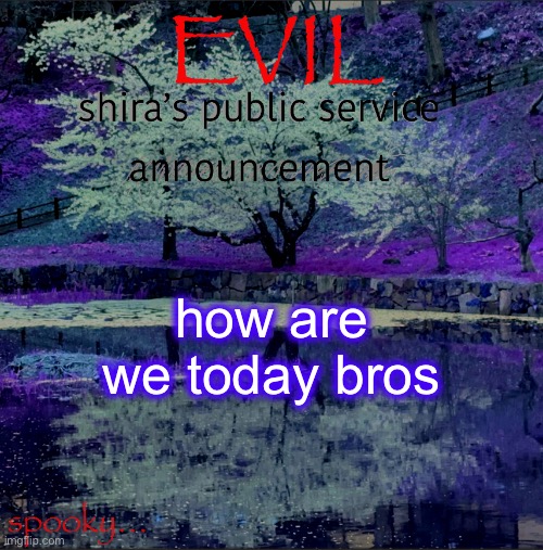 Shira temp | how are we today bros | image tagged in shira temp | made w/ Imgflip meme maker