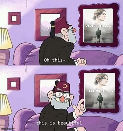 Stan loves Silent Hill 2 remake | image tagged in oh this this beautiful blank template,silent hill,silent hill 2,video games,konami | made w/ Imgflip meme maker