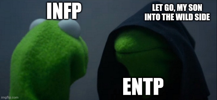 Let the Crazy fly | LET GO, MY SON
INTO THE WILD SIDE; INFP; ENTP | image tagged in memes,evil kermit,entp,infp,mbti,myers briggs | made w/ Imgflip meme maker