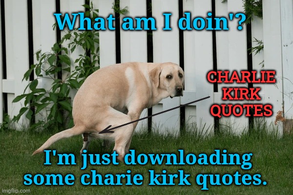 Reality Bites | What am I doin'? CHARLIE KIRK QUOTES; I'm just downloading some charie kirk quotes. | image tagged in jefthehobo,fdt,maga must go,charie kirk was a racist | made w/ Imgflip meme maker