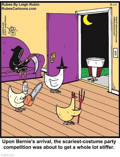 Rubes | image tagged in comics,rubes,halloween,chickens,costumes,scary | made w/ Imgflip meme maker