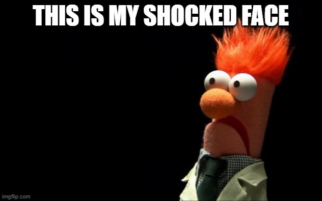 Shocked Face | THIS IS MY SHOCKED FACE | image tagged in beaker shocked face | made w/ Imgflip meme maker