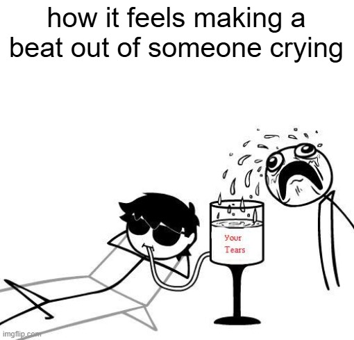 it's just mean | how it feels making a beat out of someone crying | image tagged in your tears meme | made w/ Imgflip meme maker