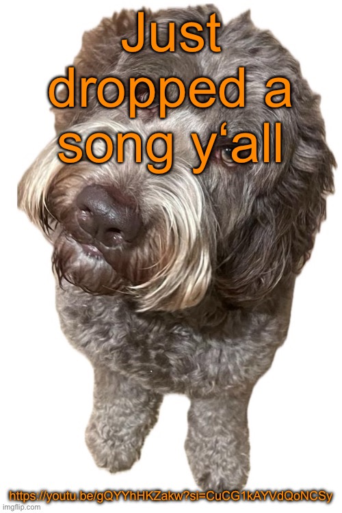 https://youtu.be/gQYYhHKZakw?si=CuCG1kAYVdQoNCSy | Just dropped a song y‘all; https://youtu.be/gQYYhHKZakw?si=CuCG1kAYVdQoNCSy | image tagged in norther's dog | made w/ Imgflip meme maker