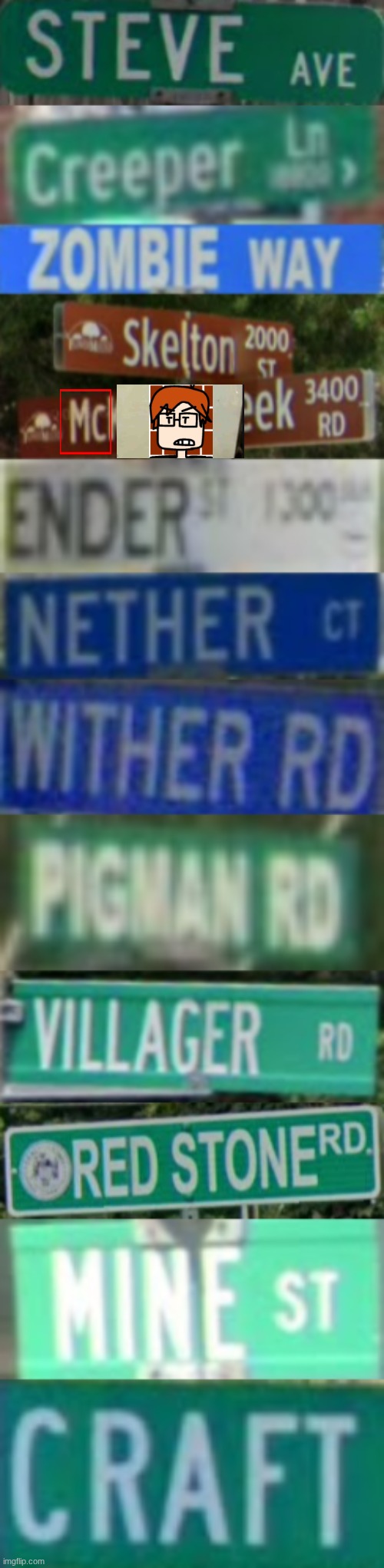 Streets named after Minecraft stuff! (with MC bloopers) | image tagged in mc,minecraft,google maps,streets,street view,bloopers | made w/ Imgflip meme maker