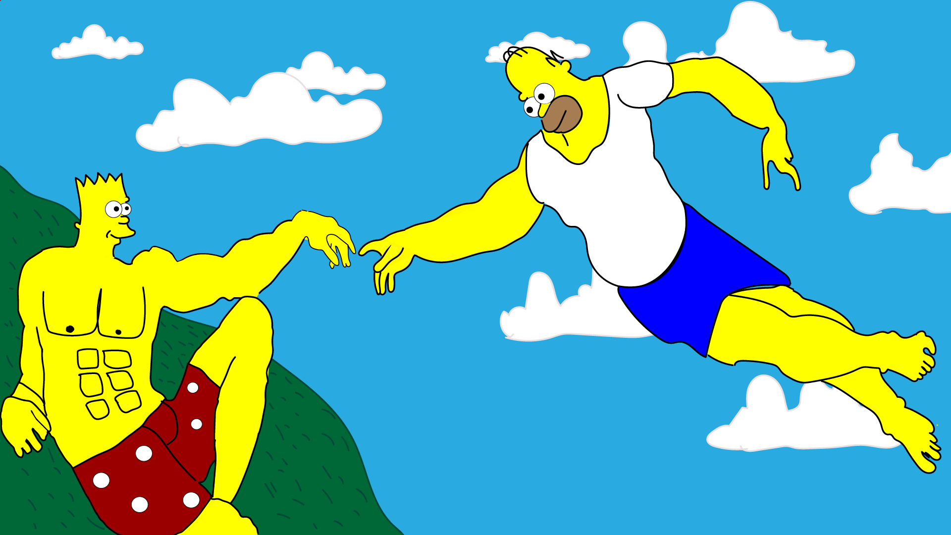 HOMER AND BART TOUCHING FINGERS Blank Meme Template