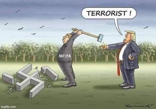 image tagged in antifa,swastika,fascist,terrorist | made w/ Imgflip meme maker