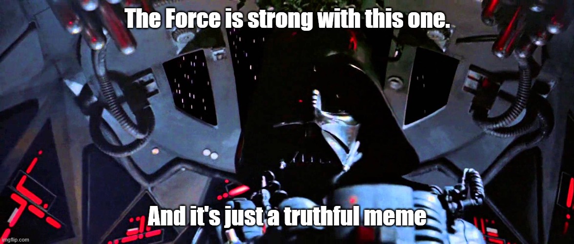 The Force Is Strong With This One | The Force is strong with this one. And it's just a truthful meme | image tagged in the force is strong with this one | made w/ Imgflip meme maker