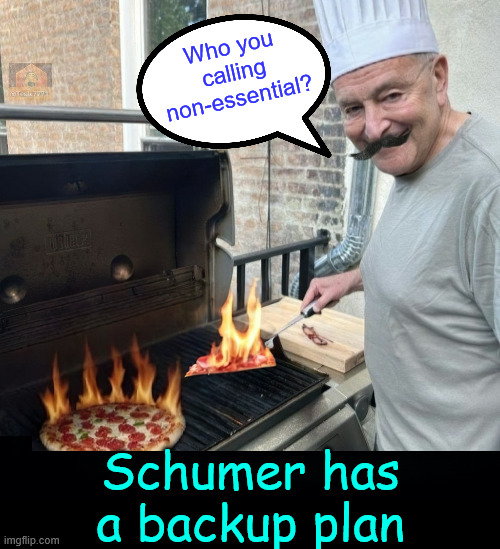 Schumer has a backup plan to his shutdown | Who you calling non-essential? Schumer has a backup plan | image tagged in chuck schumer shutdown | made w/ Imgflip meme maker