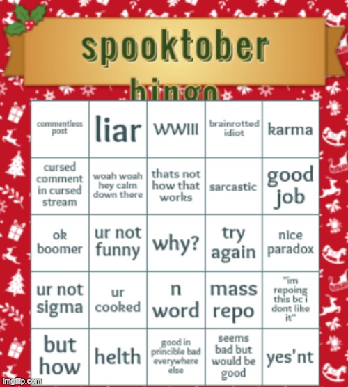 bingo of the month | image tagged in bingo,spooktober,spooky month,october | made w/ Imgflip meme maker