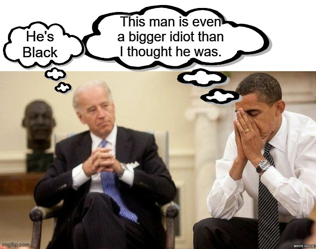 Biden was Obama's insurance policy.  No crazy person would assassinate Obama with Biden as VP. No one wanted Biden for president | This man is even
a bigger idiot than
I thought he was. He's
Black | image tagged in biden as always been vacuous,biden was a racist,biden almost wrecked us | made w/ Imgflip meme maker