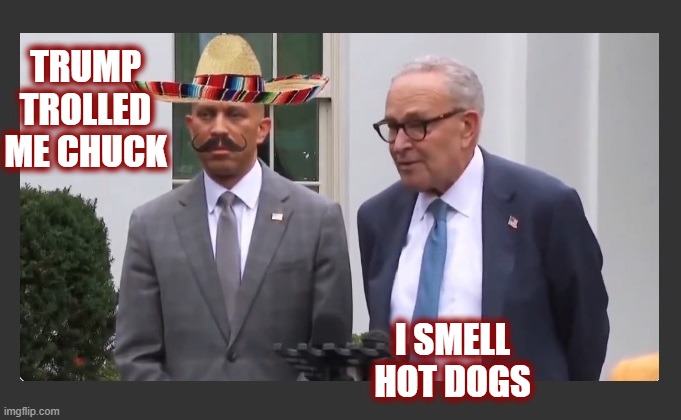 NYT Poll: 65% of Americans Against Shutdown. | TRUMP TROLLED ME CHUCK; I SMELL HOT DOGS | image tagged in politics,american politics,liberal logic,maga,chuck schumer,dnc | made w/ Imgflip meme maker