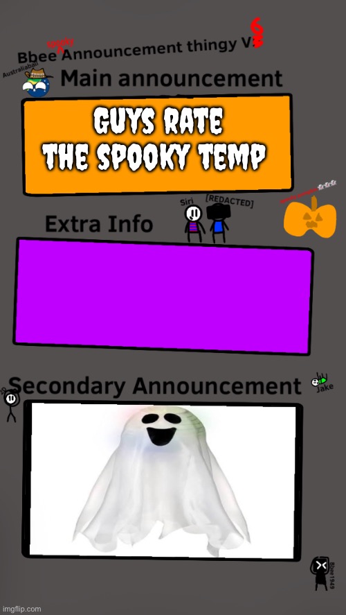 New temp ??? | Guys rate the spooky temp | image tagged in bbee spooky temp | made w/ Imgflip meme maker