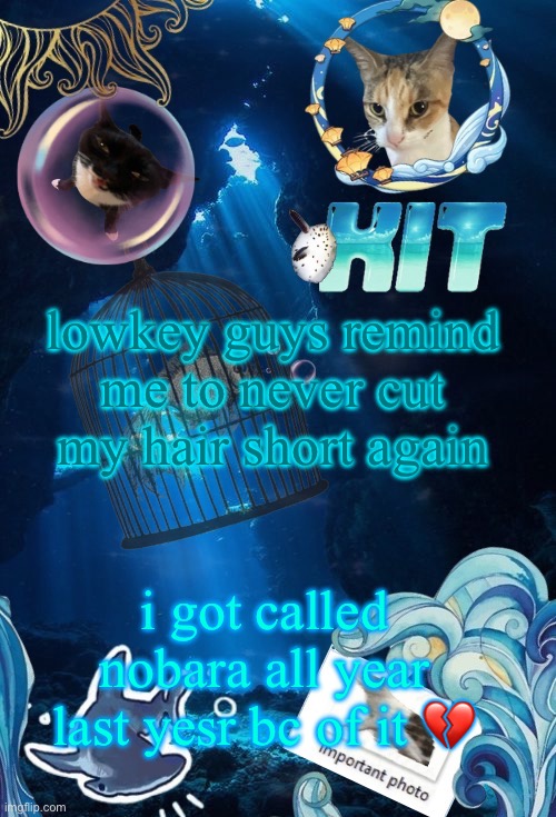 my ankle hurts | lowkey guys remind me to never cut my hair short again; i got called nobara all year last yesr bc of it 💔 | image tagged in silly announcement template by asriel | made w/ Imgflip meme maker