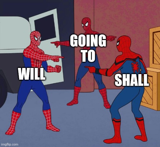 Spider Man Triple | GOING TO; WILL; SHALL | image tagged in spider man triple | made w/ Imgflip meme maker