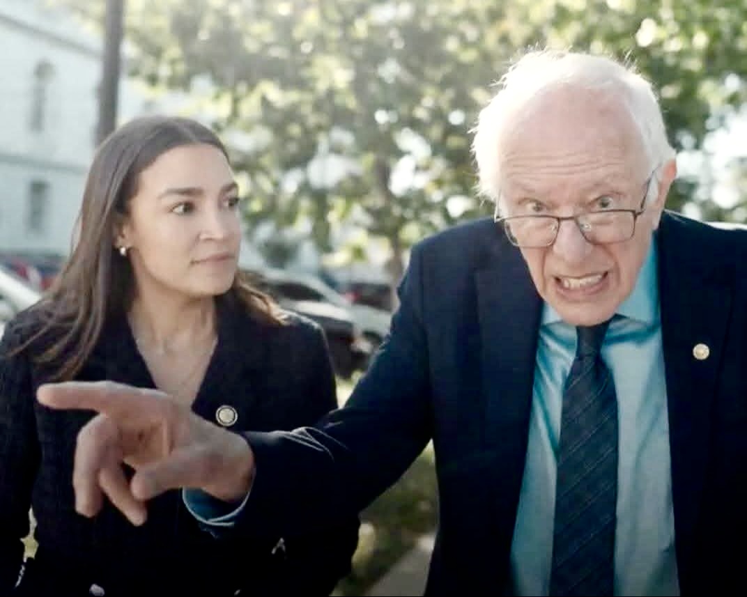 High Quality AOC and Bernie Blank Meme Template