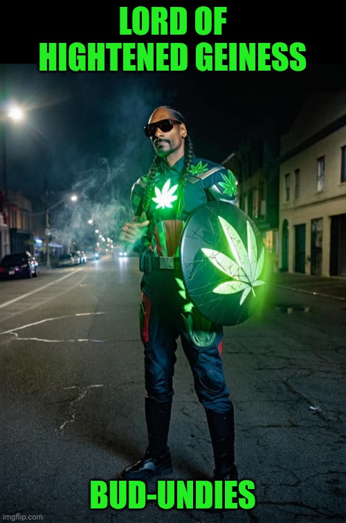 Funny | LORD OF HIGHTENED GEINESS; BUD-UNDIES | image tagged in funny,snoop dogg,smoke weed everyday,highest honor,super hero,you've been invited to dumbass university | made w/ Imgflip meme maker