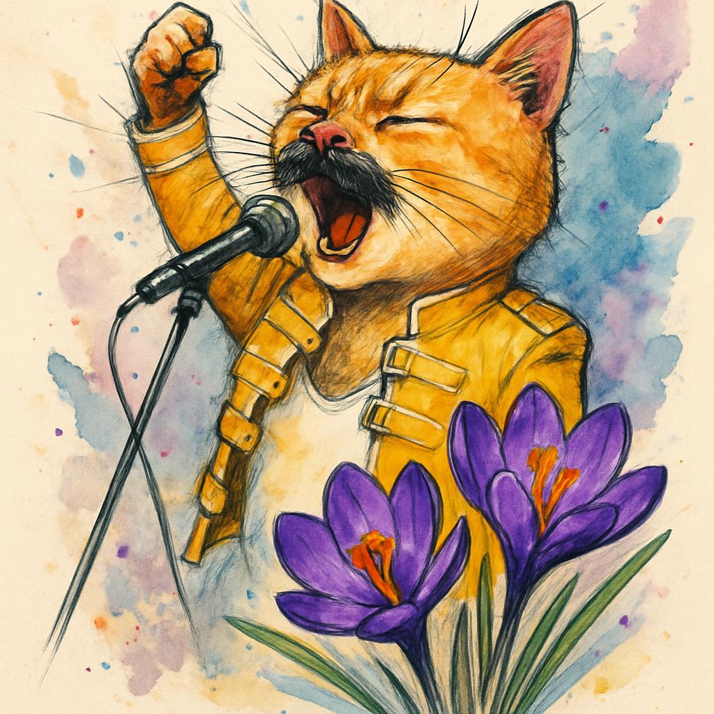 Ginger cat Freddy Mercury crocus Blank Meme Template