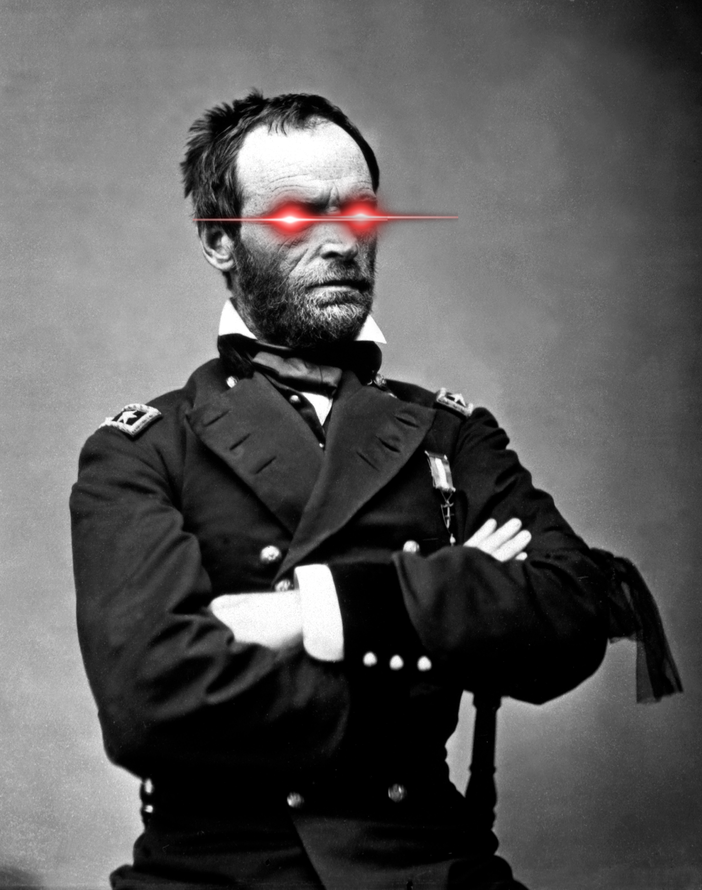 William T Sherman Laser Eyes Blank Meme Template