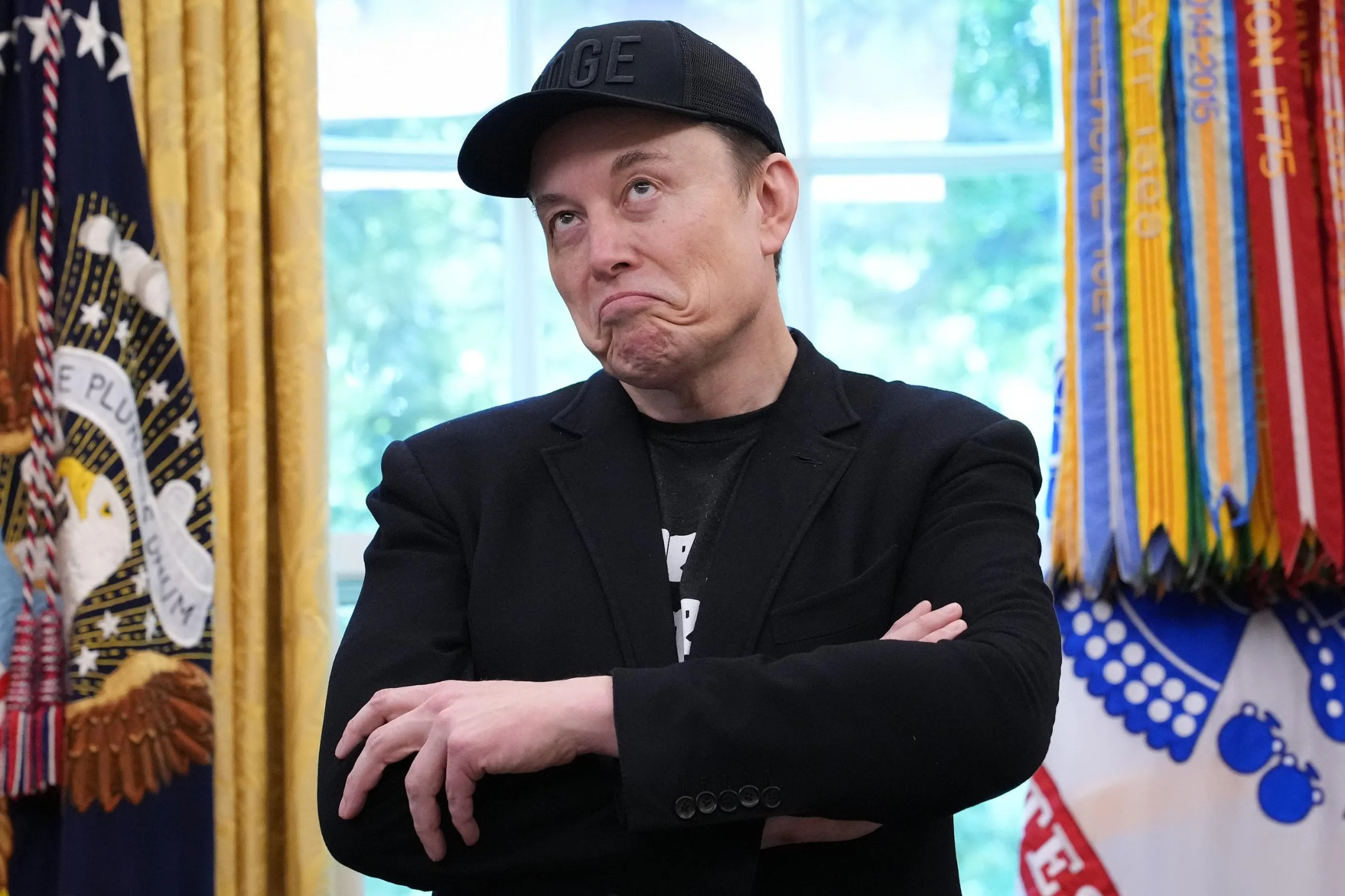 Elon Musk in the Oval Office Blank Meme Template