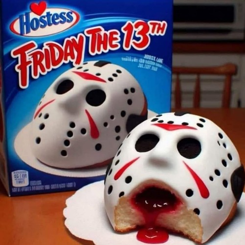 Ch-ch-ch-ch-erry filled center! | image tagged in funny memes,fake,friday the 13th | made w/ Imgflip meme maker