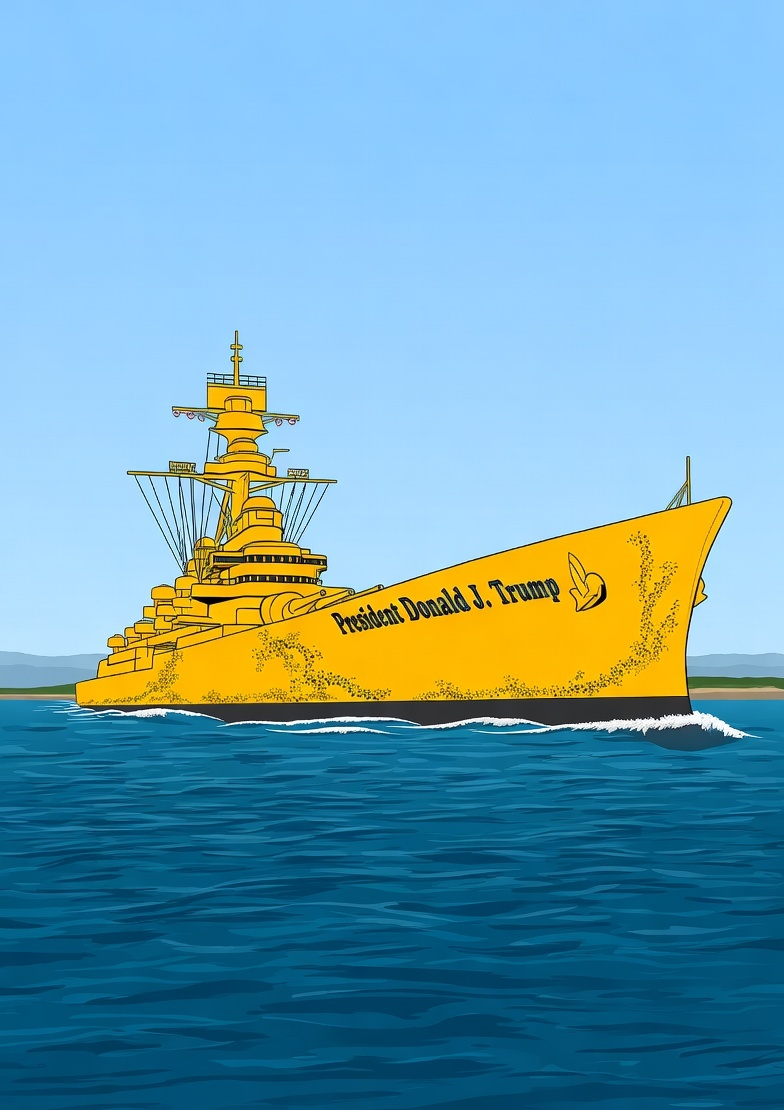 Gold Battleship President Donald J. Trump Blank Meme Template
