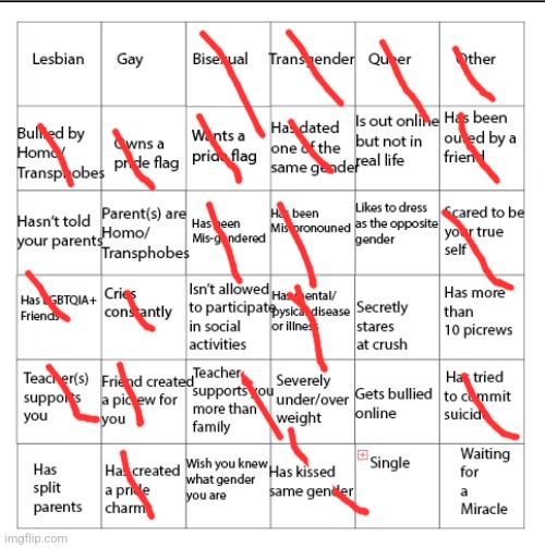 No bingo :( | image tagged in lgbtqia bingo | made w/ Imgflip meme maker