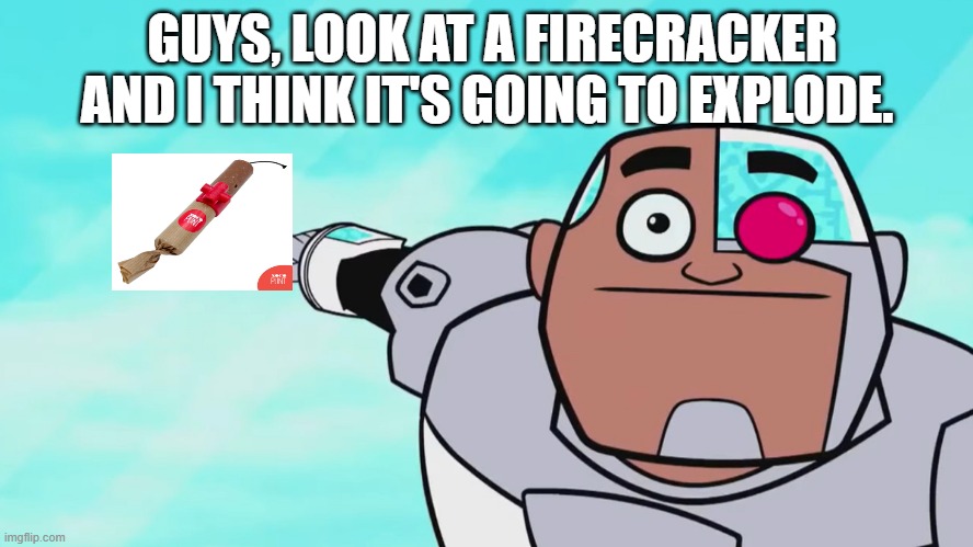 Guys look, a birdie | GUYS, LOOK AT A FIRECRACKER AND I THINK IT'S GOING TO EXPLODE. | image tagged in guys look a birdie | made w/ Imgflip meme maker
