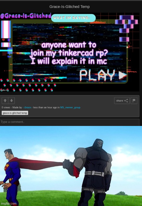 image tagged in darkseid pulling superman cape | made w/ Imgflip meme maker