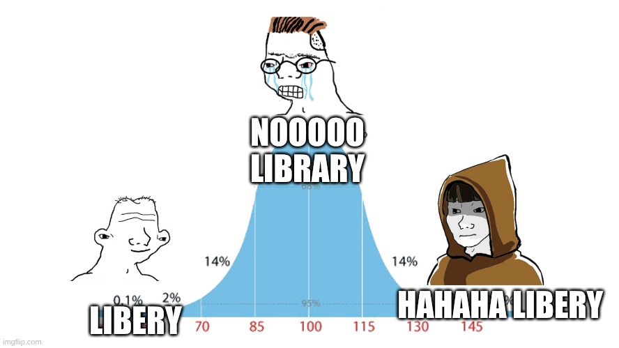 lol | NOOOOO LIBRARY; HAHAHA LIBERY; LIBERY | image tagged in statistics | made w/ Imgflip meme maker