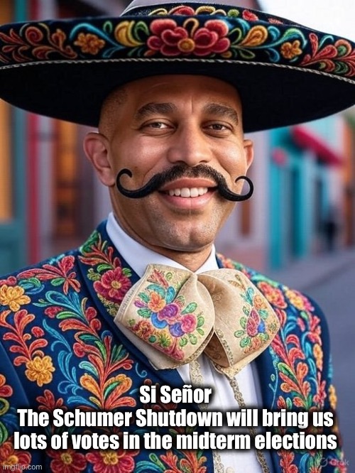 Great strategy | Si Señor 
The Schumer Shutdown will bring us 
lots of votes in the midterm elections | image tagged in juankeem | made w/ Imgflip meme maker