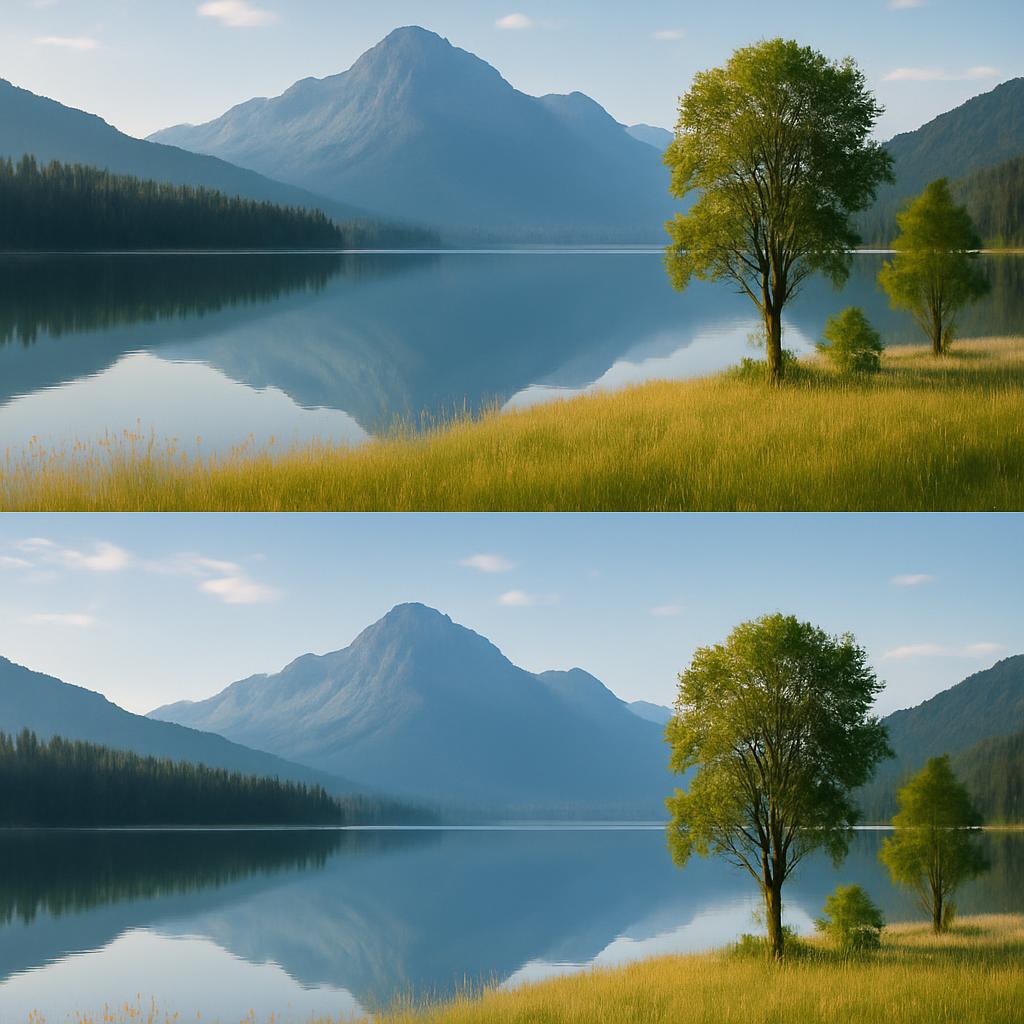 Two part image with duplicated serene natural view Blank Meme Template