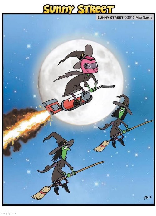 image tagged in comics,sunny street,witches,brooms,vacuum cleaner | made w/ Imgflip meme maker