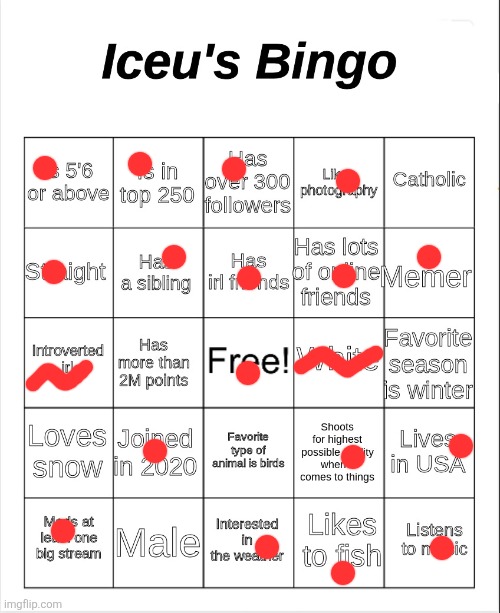Iceu's Bingo | image tagged in iceu's bingo | made w/ Imgflip meme maker